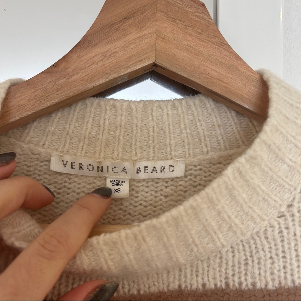 Veronica Beard Cream and Blue Striped Sweater - Picture 4 of 5